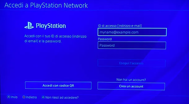 PS4: Accesso a PlayStation Network con Email e Password